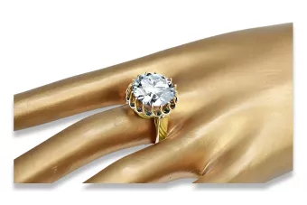 Zircon 8K жълто злато Пръстен Винтидж vrc035x-zi Art Deco Съветски руски стил СССР